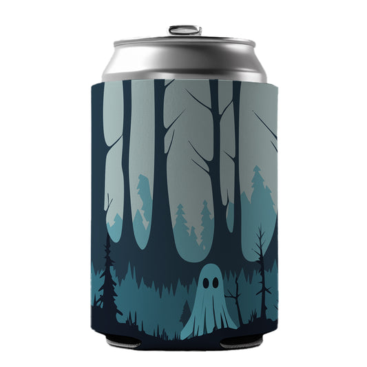 Ghost in Forest Woodland Cute Spooky Can Cooler Beer Soda Drink Insulated Holder Sleeve Hugger