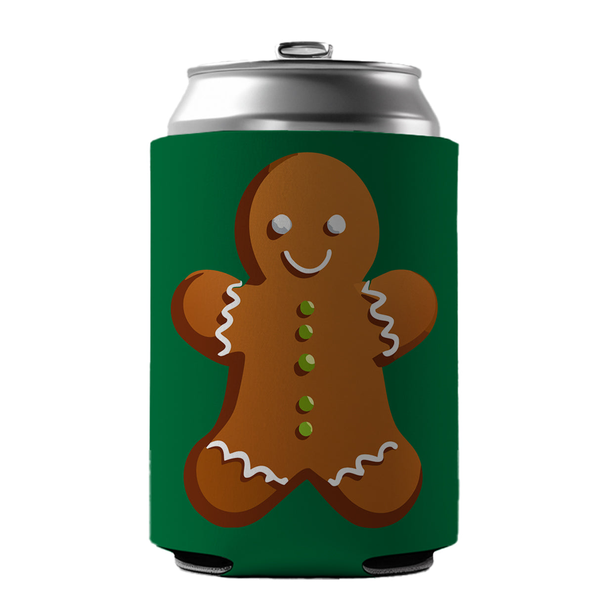 Gingerbread Man Cookie Cute Christmas Can Cooler Beer Soda Drink Insulated Holder Sleeve Hugger