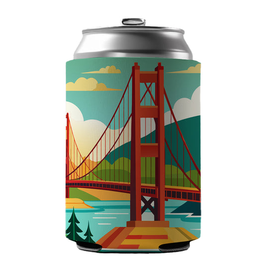 Golden Gate Bridge San Francisco Travel Can Cooler Beer Soda Drink Insulated Holder Sleeve Hugger