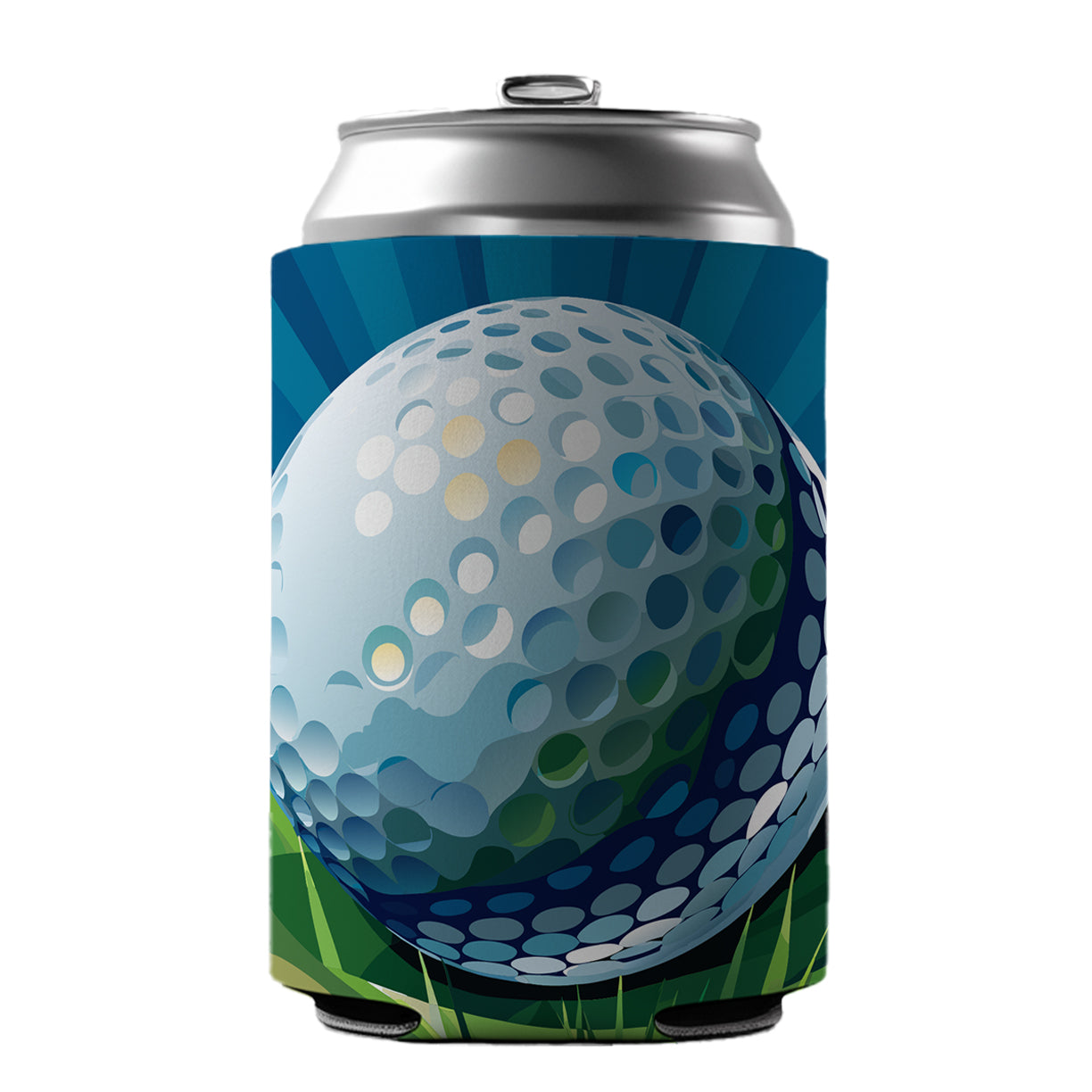 Golf Ball on Grass Sport Can Cooler Beer Soda Drink Insulated Holder Sleeve Hugger