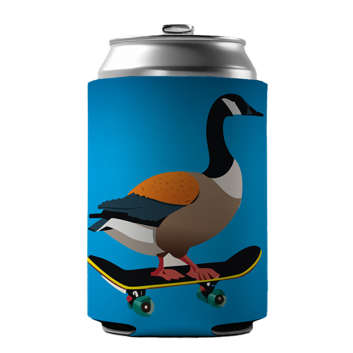 Goose Riding Skateboard Skateboarding Funny Can Cooler Beer Soda Drink Insulated Holder Sleeve Hugger