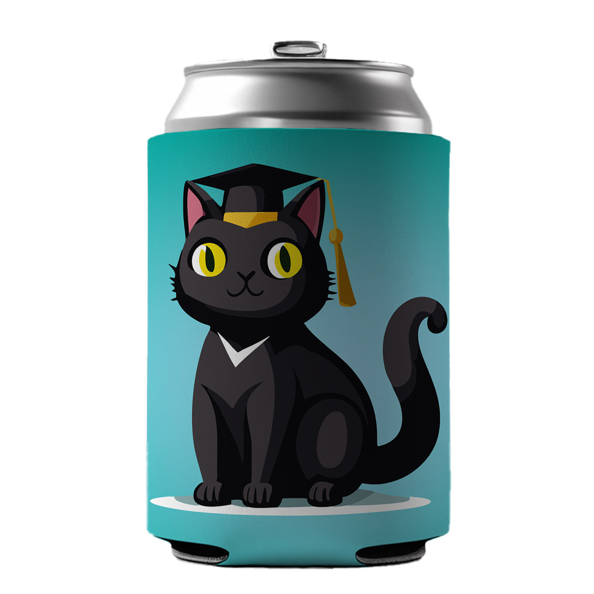 Graduation Cat Cute Graduate Can Cooler Beer Soda Drink Insulated Holder Sleeve Hugger