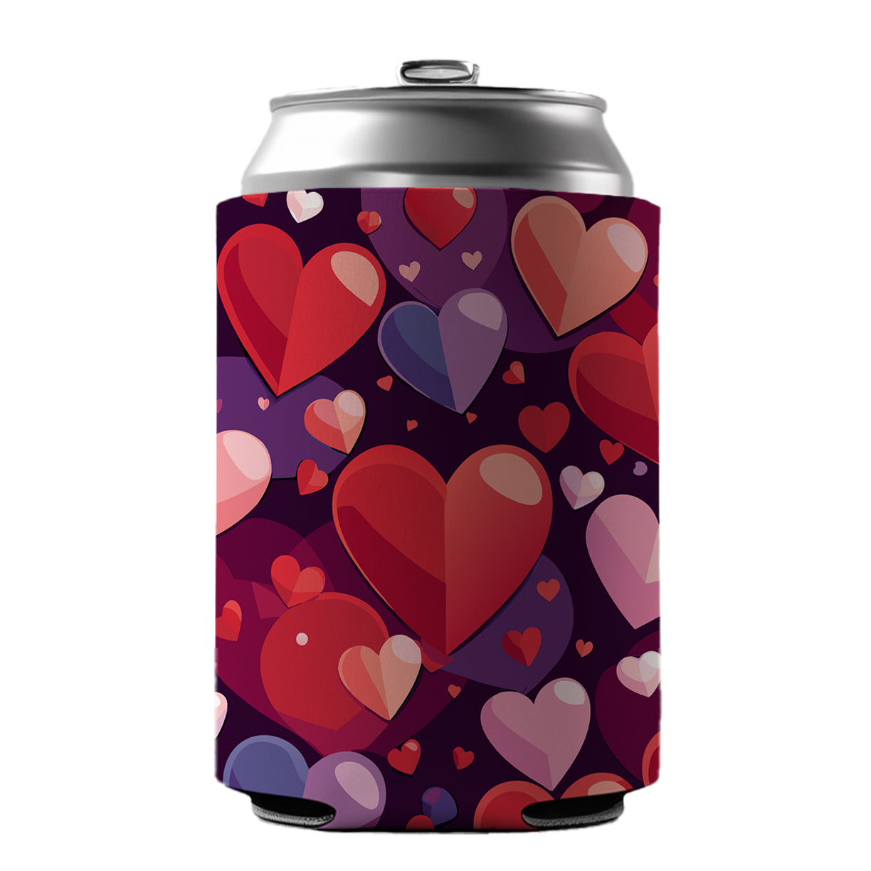 Hearts Scattered Love Valentines Anniversary Wedding Can Cooler Beer Soda Drink Insulated Holder Sleeve Hugger