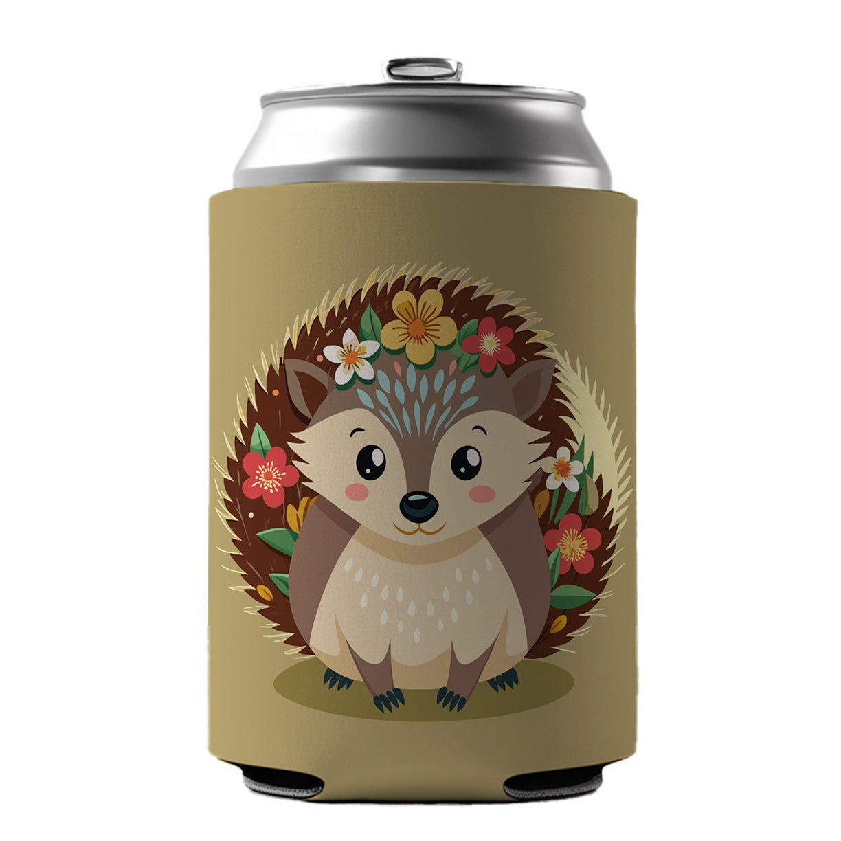Hedgehog Floral Flowers Can Cooler Beer Soda Drink Insulated Holder Sleeve Hugger