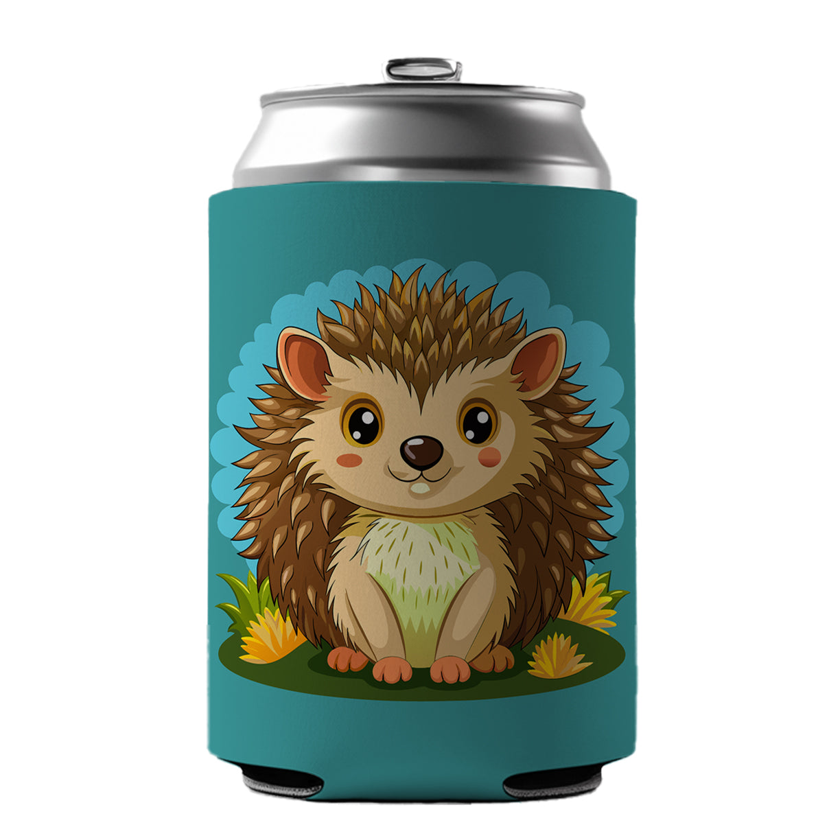 Hedgehog Smiling Cute Can Cooler Beer Soda Drink Insulated Holder Sleeve Hugger