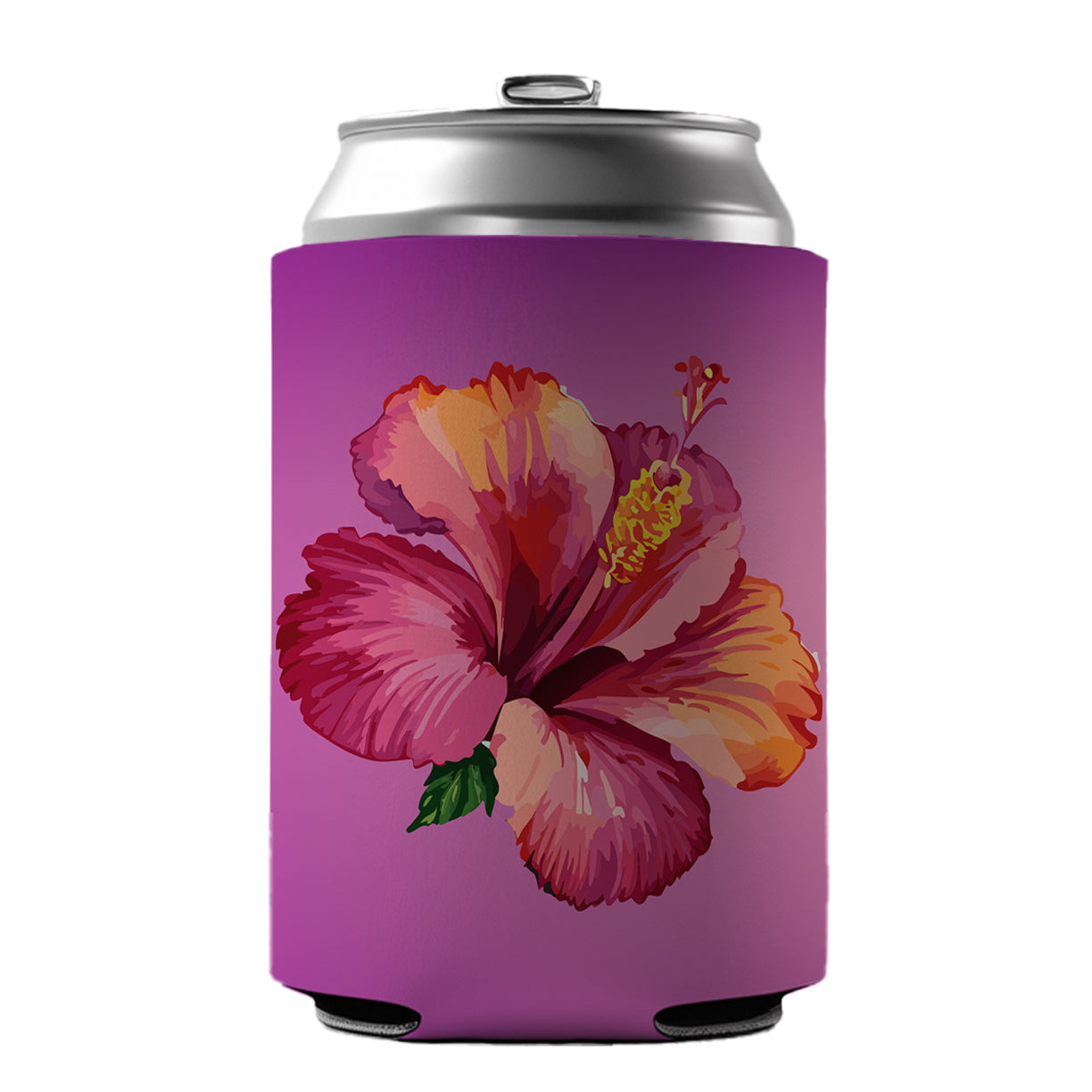 Hibiscus Flower Tropical Watercolor Can Cooler Beer Soda Drink Insulated Holder Sleeve Hugger