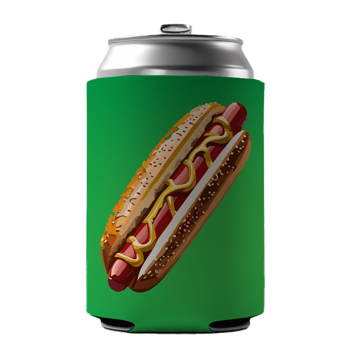 Hotdog Hot Dog Bun Mustard Can Cooler Beer Soda Drink Insulated Holder Sleeve Hugger