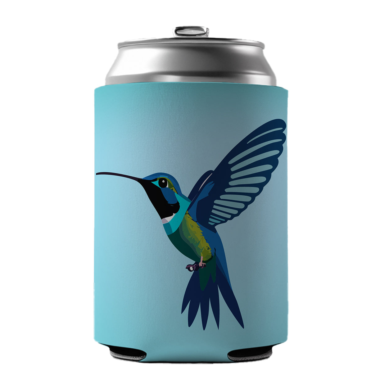 Hummingbird Blue Can Cooler Beer Soda Drink Insulated Holder Sleeve Hugger