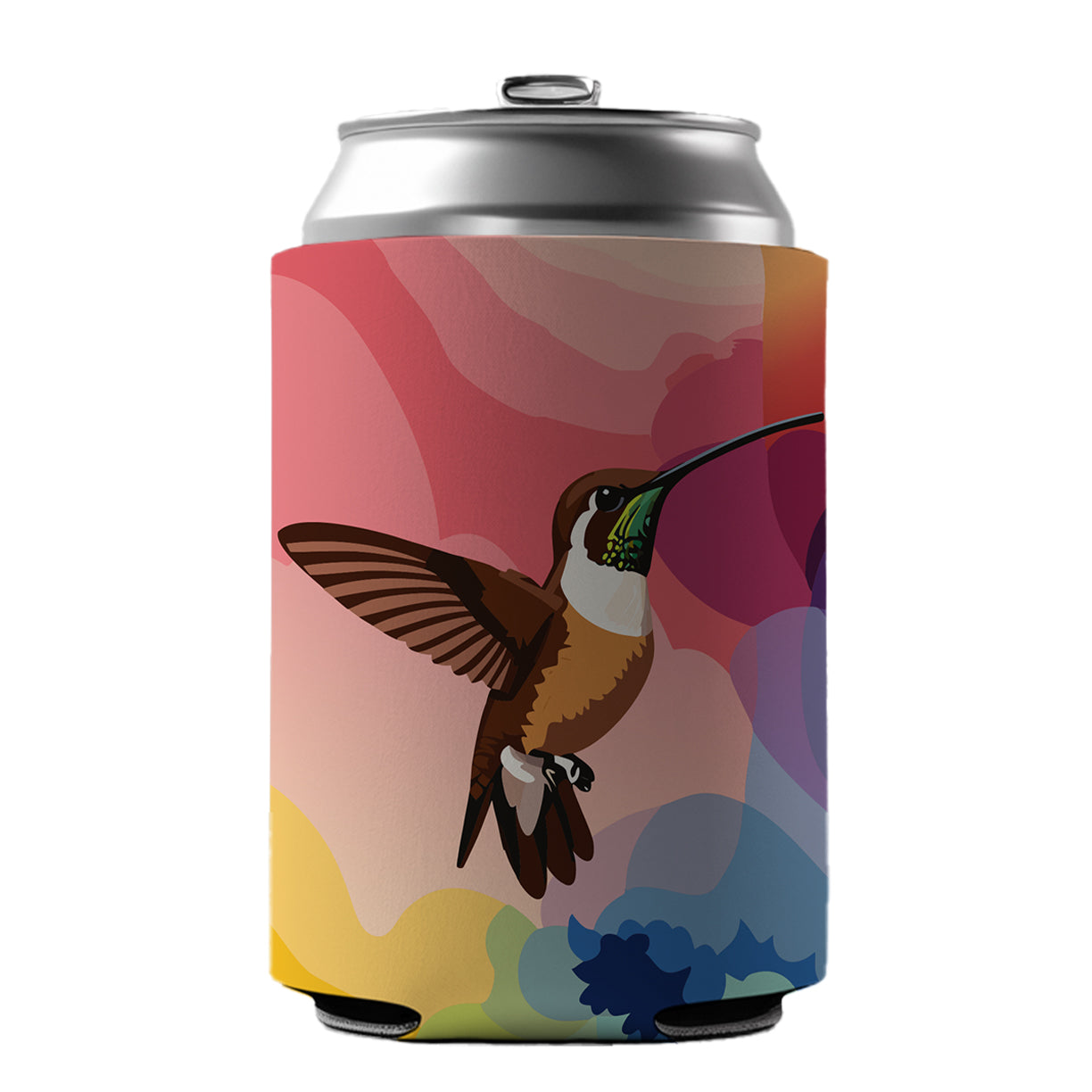 Hummingbird Brown Can Cooler Beer Soda Drink Insulated Holder Sleeve Hugger