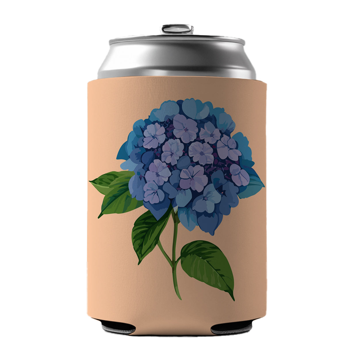 Hydrangea Flower Blue Can Cooler Beer Soda Drink Insulated Holder Sleeve Hugger