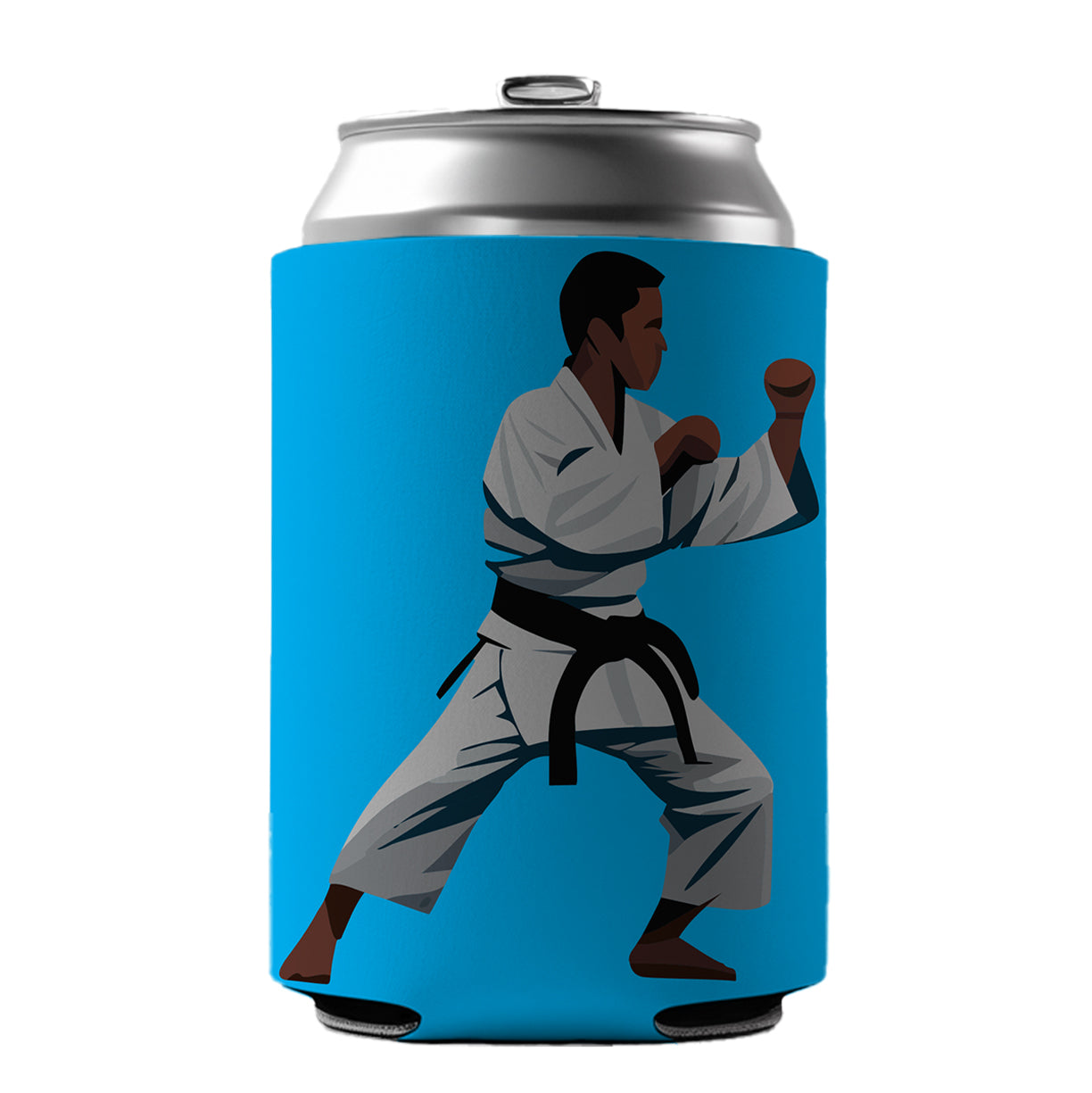 Karate Man Can Cooler Beer Soda Drink Insulated Holder Sleeve Hugger