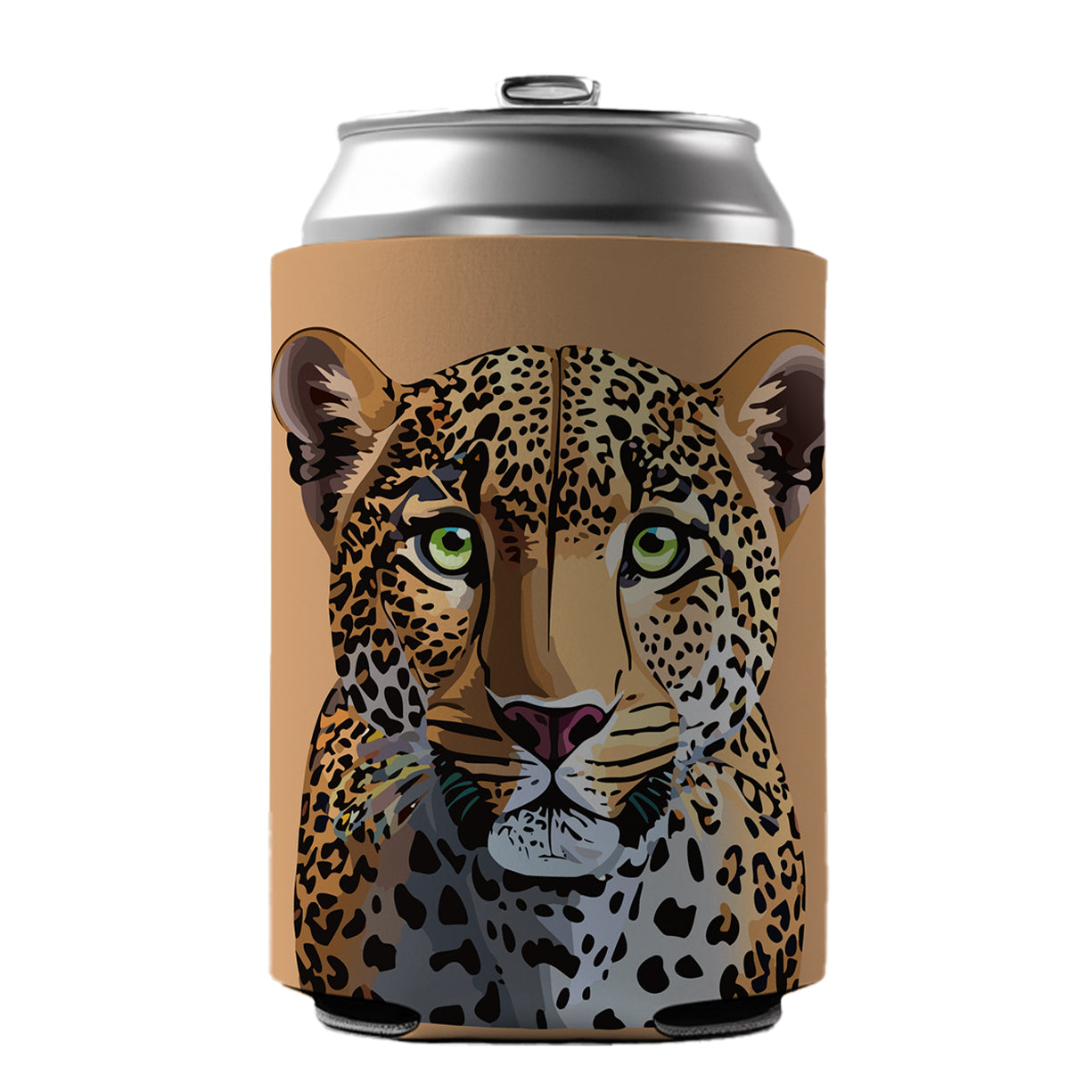 Leopard Cheetah Face Big Cat Can Cooler Beer Soda Drink Insulated Holder Sleeve Hugger