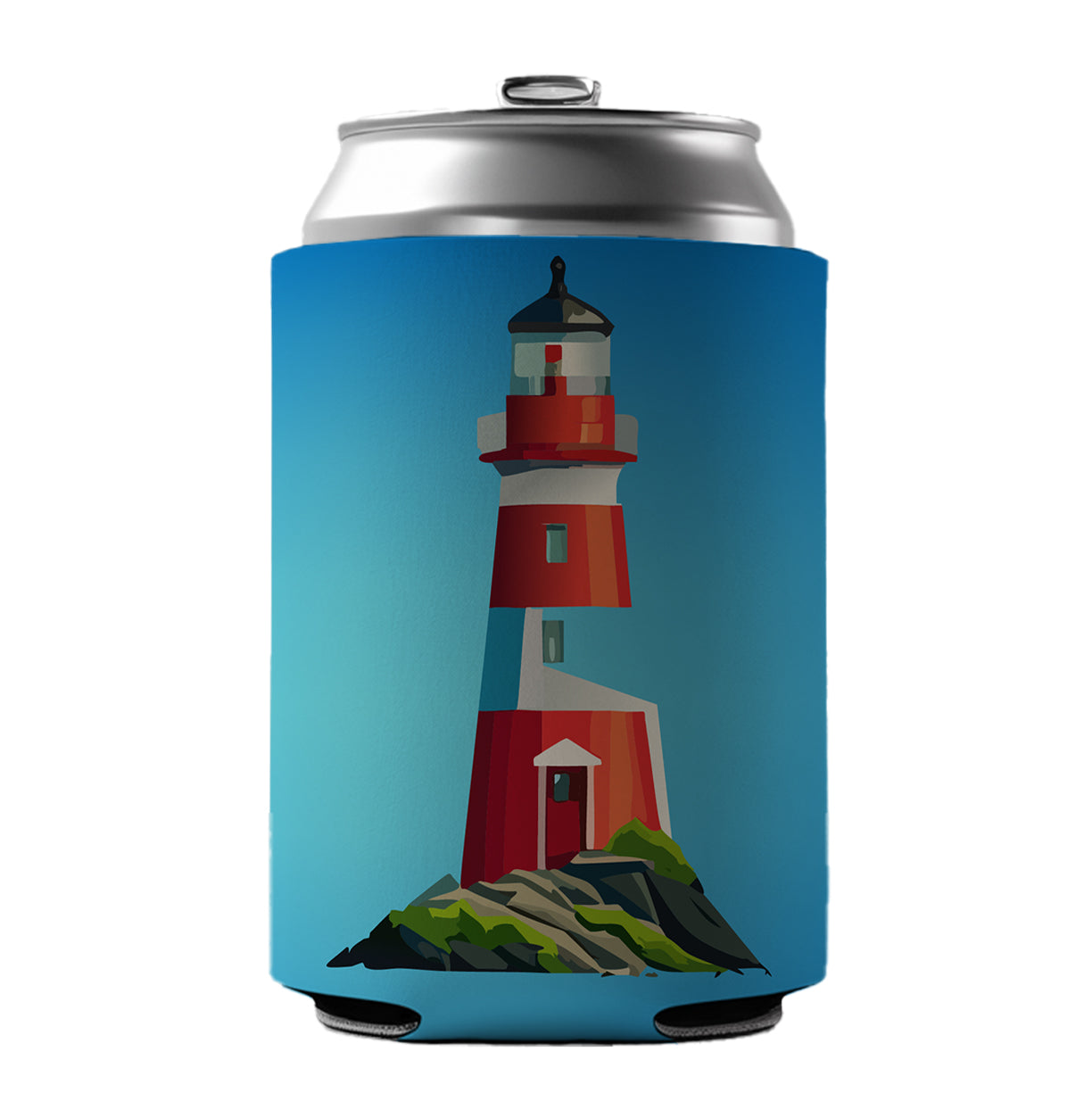 Lighthouse Light House Red White Can Cooler Beer Soda Drink Insulated Holder Sleeve Hugger
