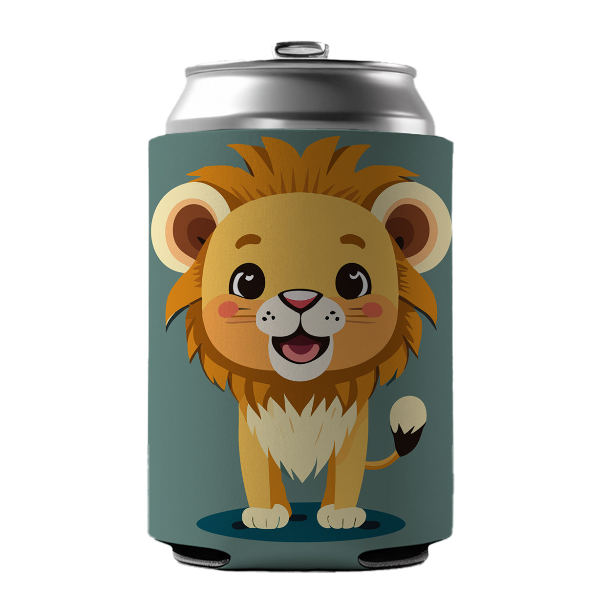 Lion Baby Smiling Standing Can Cooler Beer Soda Drink Insulated Holder Sleeve Hugger