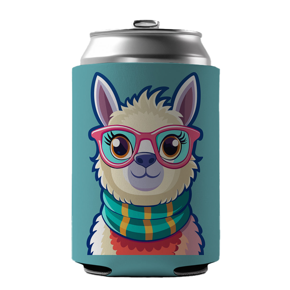 Llama Cute Wearing Glasses Can Cooler Beer Soda Drink Insulated Holder Sleeve Hugger