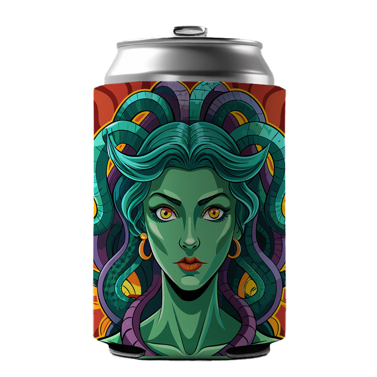 Medusa Gorgon Snake Hair Greek Mythology Can Cooler Beer Soda Drink Insulated Holder Sleeve Hugger