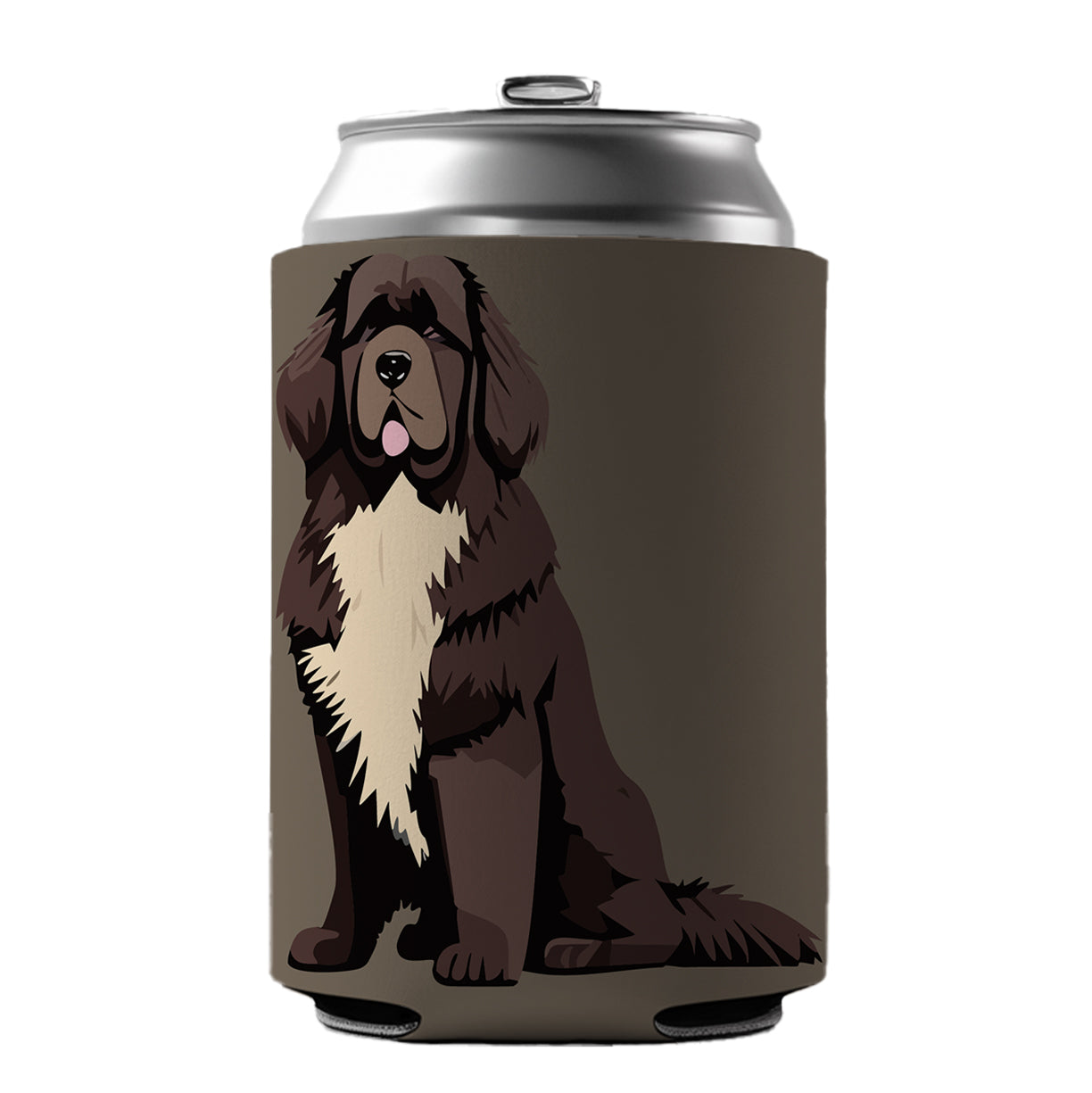 Newfoundland Dog Sitting Can Cooler Beer Soda Drink Insulated Holder Sleeve Hugger