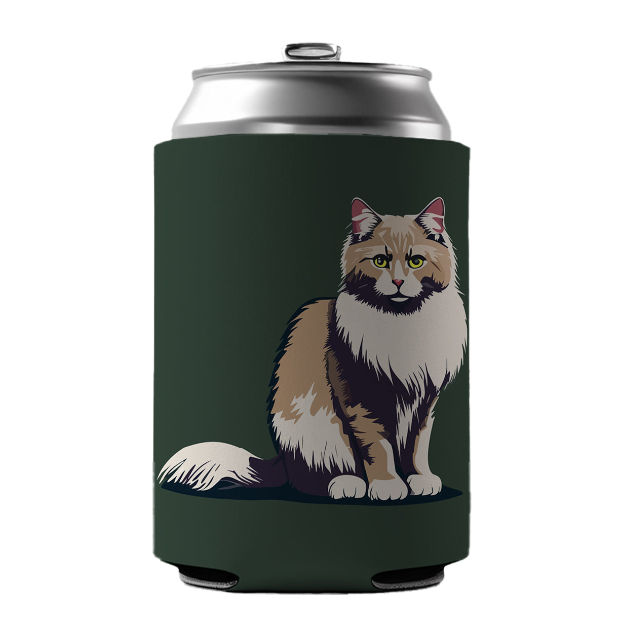 Norwegian Forest Cat Sitting Can Cooler Beer Soda Drink Insulated Holder Sleeve Hugger