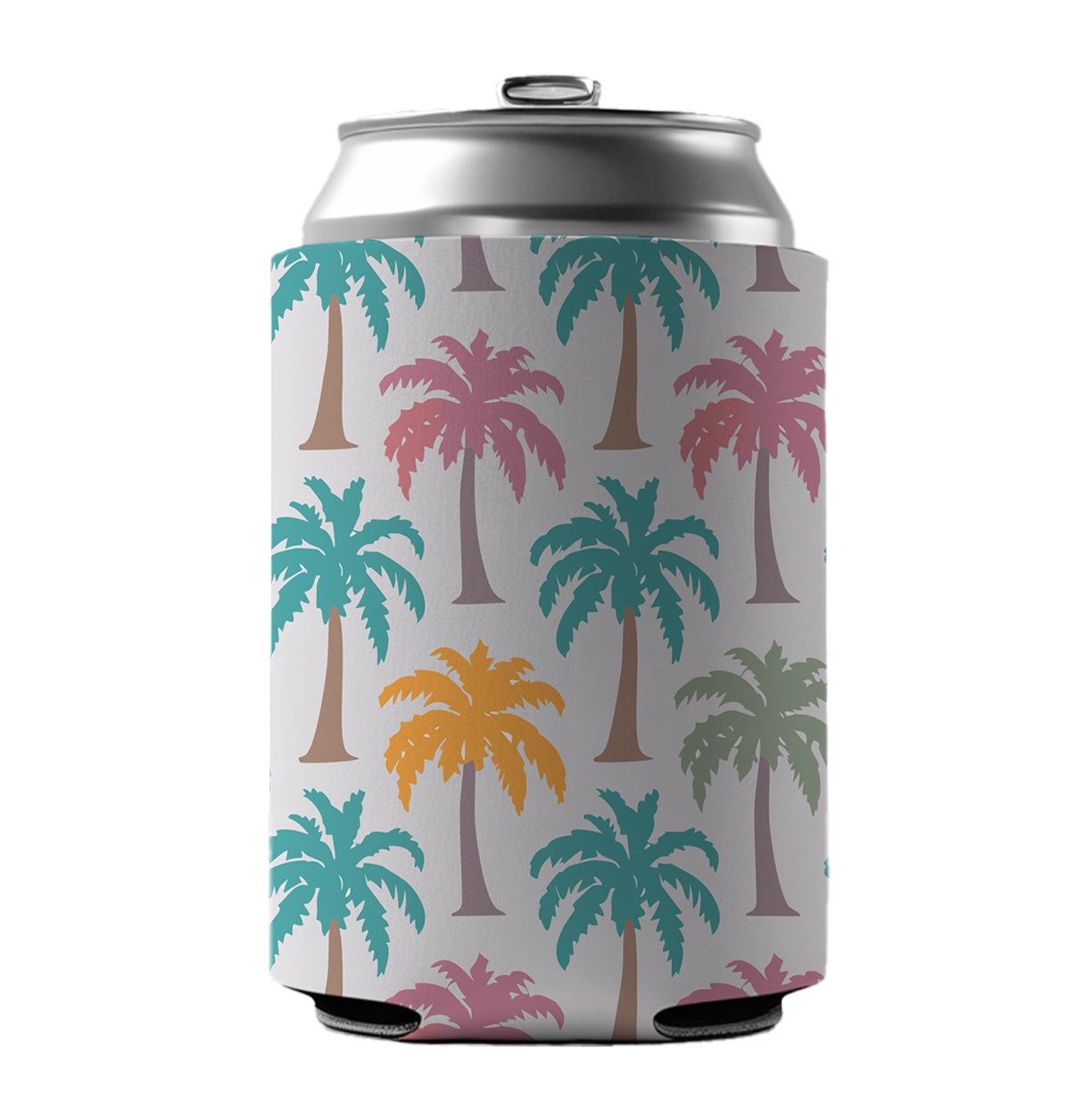 Palm Trees Tropical Pastel Pattern Can Cooler Beer Soda Drink Insulated Holder Sleeve Hugger