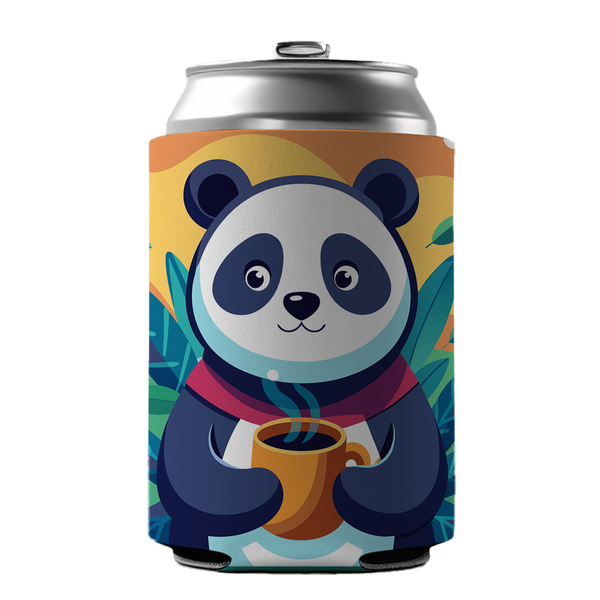 Panda Drinking Coffee Can Cooler Beer Soda Drink Insulated Holder Sleeve Hugger