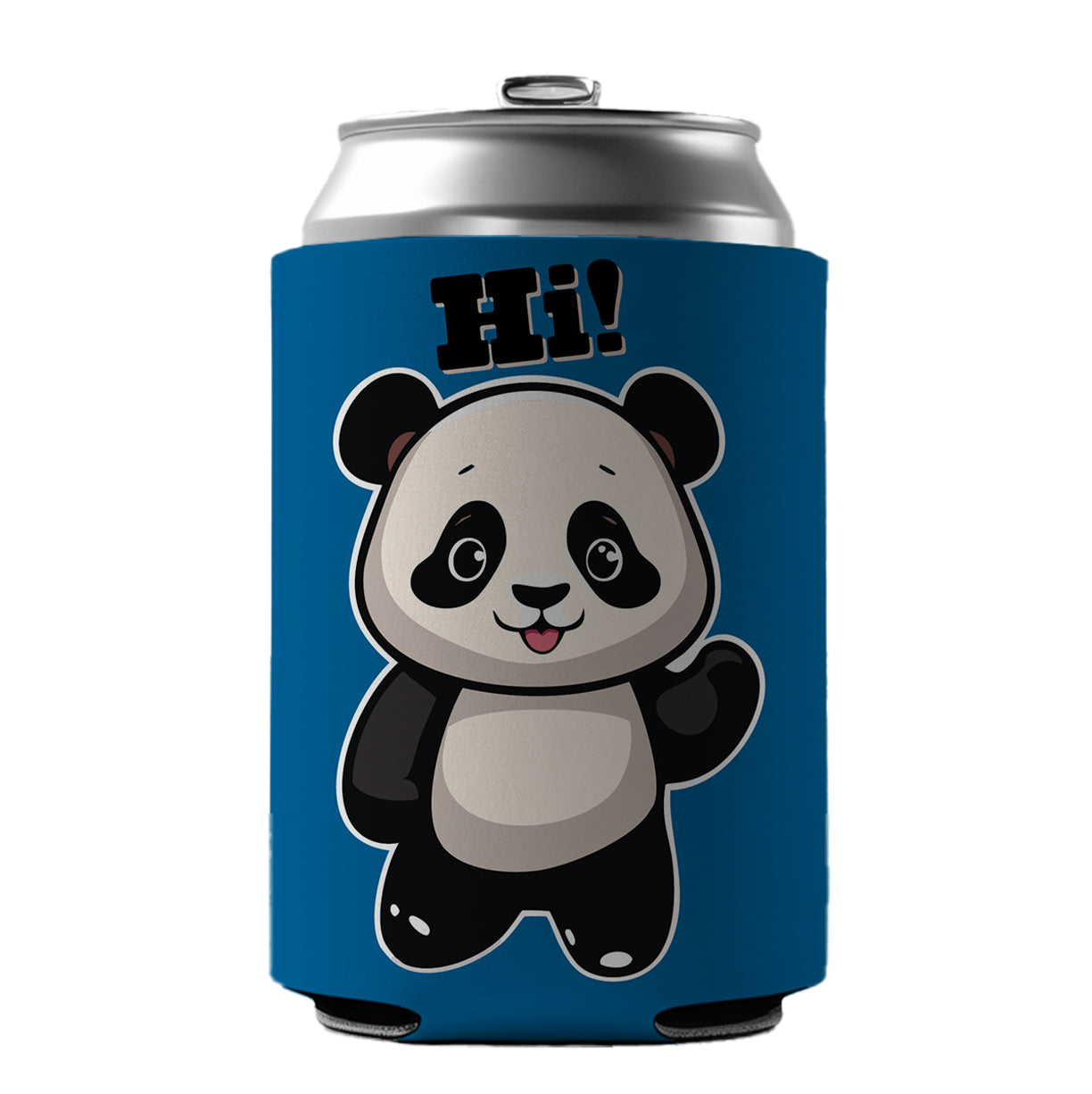 Panda Waving Hi Hello Greetings Friend Can Cooler Beer Soda Drink Insulated Holder Sleeve Hugger