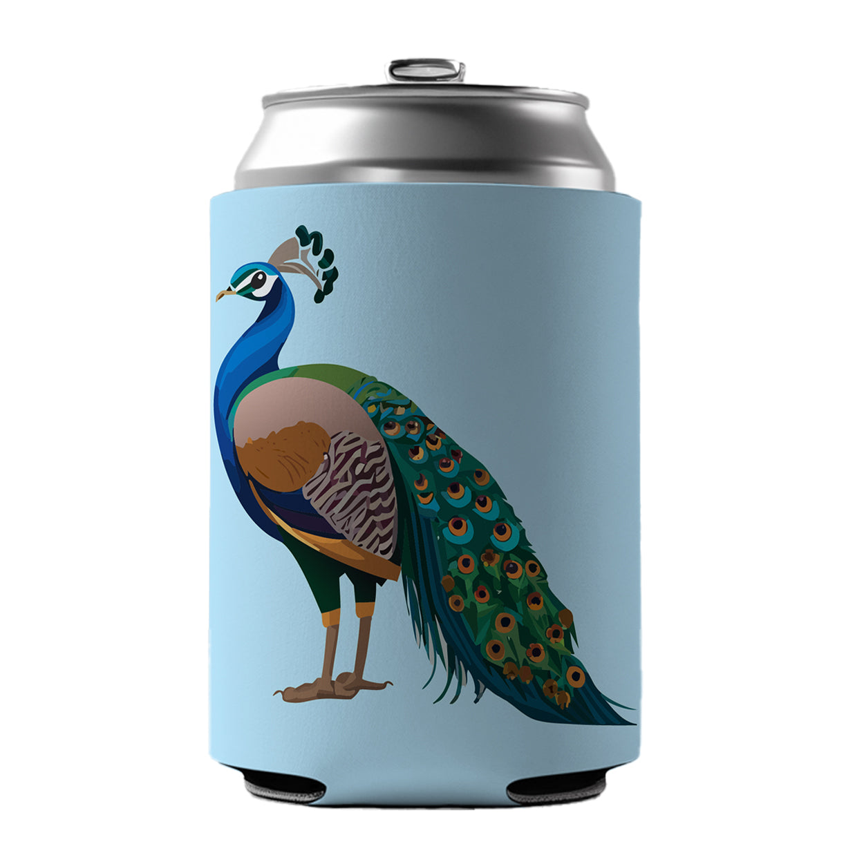 Peacock Indian Peafowl Profile Can Cooler Beer Soda Drink Insulated Holder Sleeve Hugger