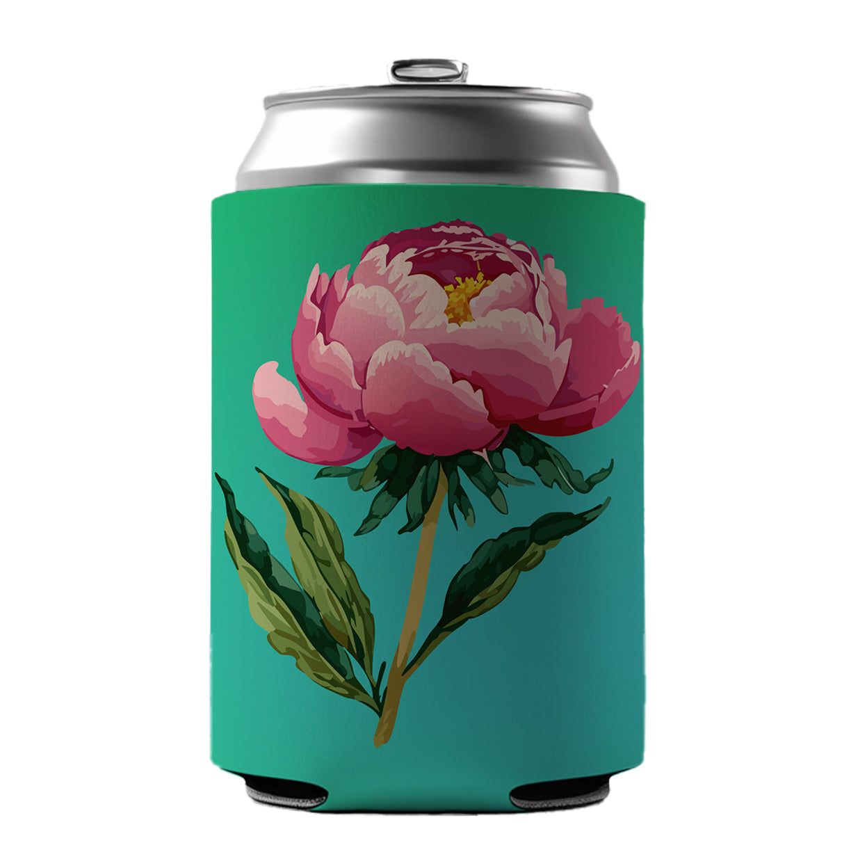 Peony Pink Flower Watercolor Can Cooler Beer Soda Drink Insulated Holder Sleeve Hugger