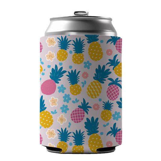Pineapples Tropical Flowers Pattern Can Cooler Beer Soda Drink Insulated Holder Sleeve Hugger