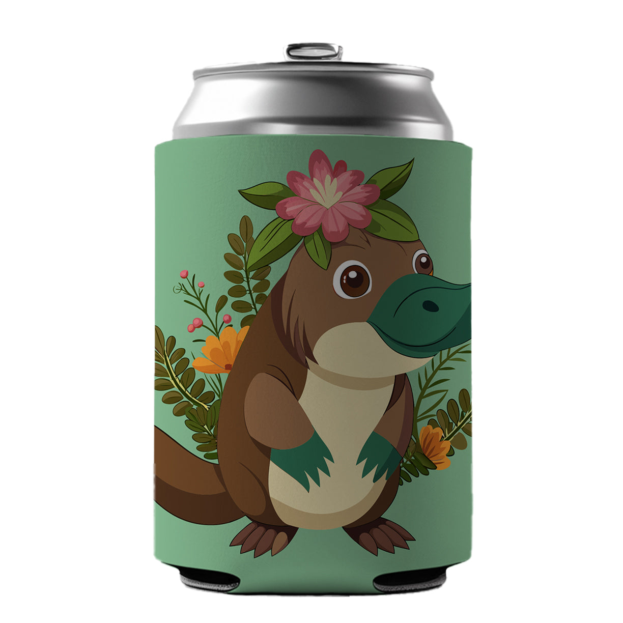 Platypus Floral Flowers Can Cooler Beer Soda Drink Insulated Holder Sleeve Hugger