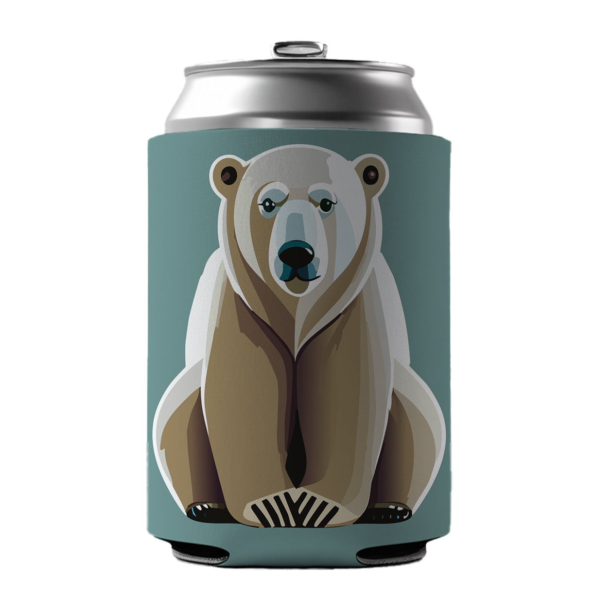 Polar Bear Sitting Can Cooler Beer Soda Drink Insulated Holder Sleeve Hugger