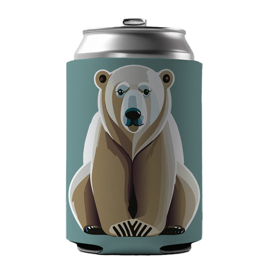 Polar Bear Sitting Can Cooler Beer Soda Drink Insulated Holder Sleeve Hugger