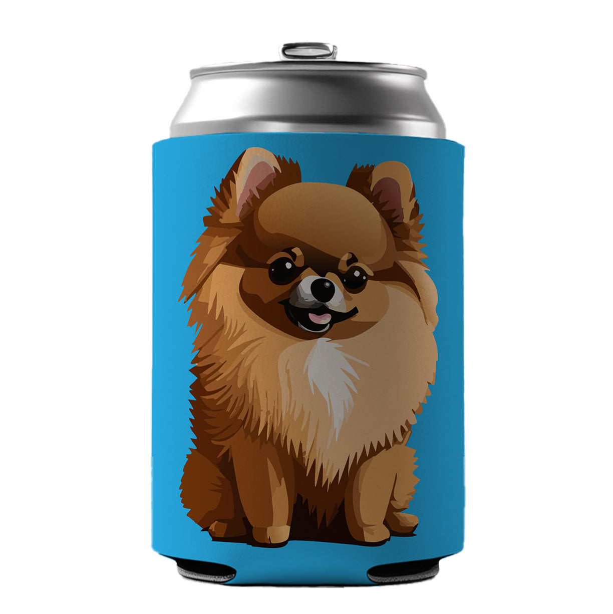 Pomeranian Dog Sitting Can Cooler Beer Soda Drink Insulated Holder Sleeve Hugger