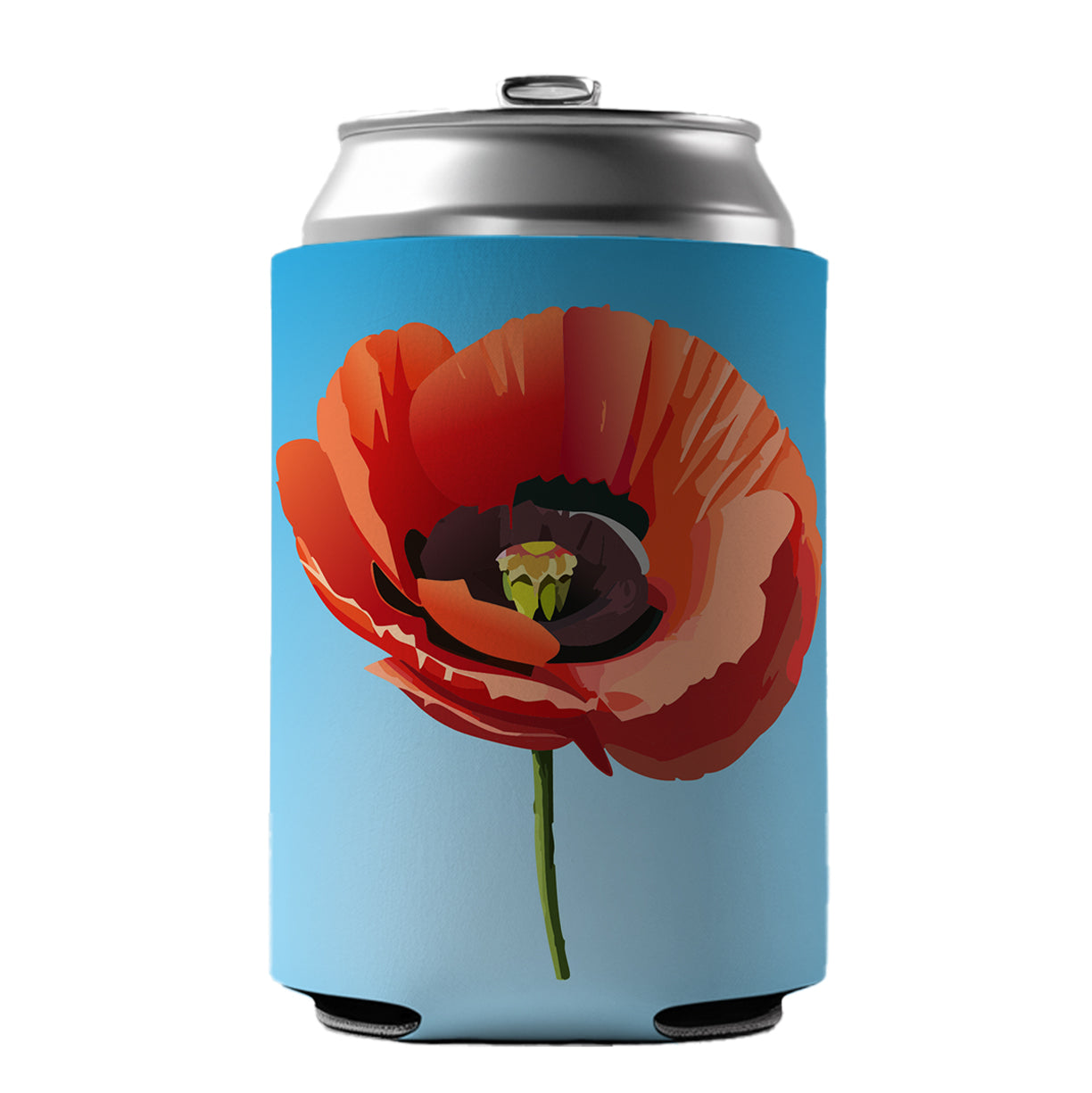 Poppy Flower Red Can Cooler Beer Soda Drink Insulated Holder Sleeve Hugger