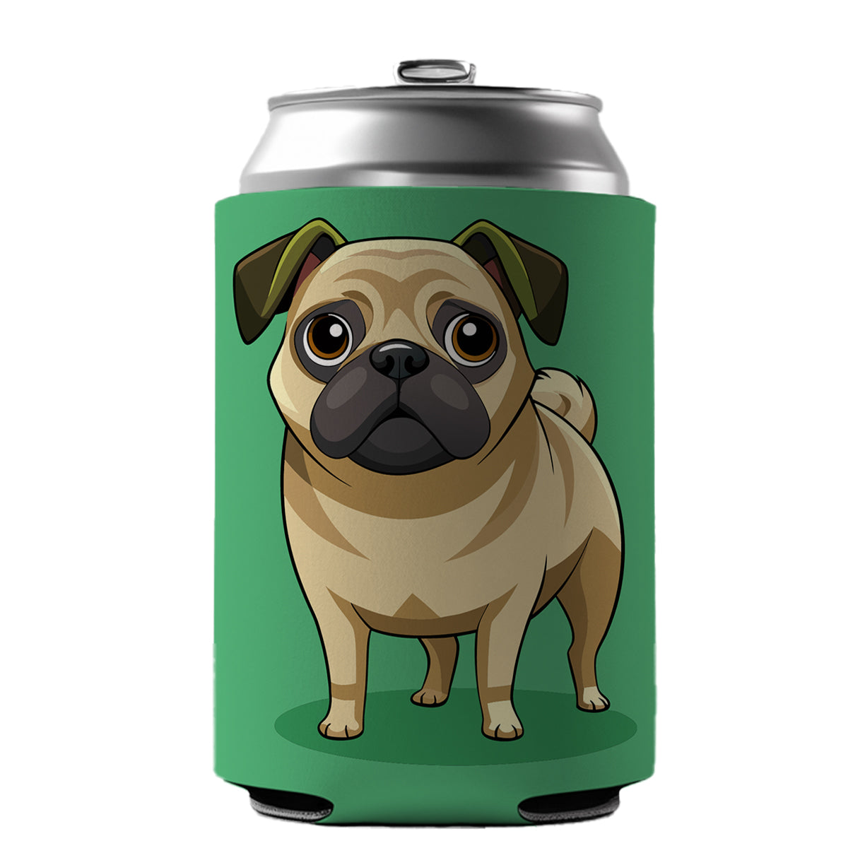 Pug Cute Standing Can Cooler Beer Soda Drink Insulated Holder Sleeve Hugger