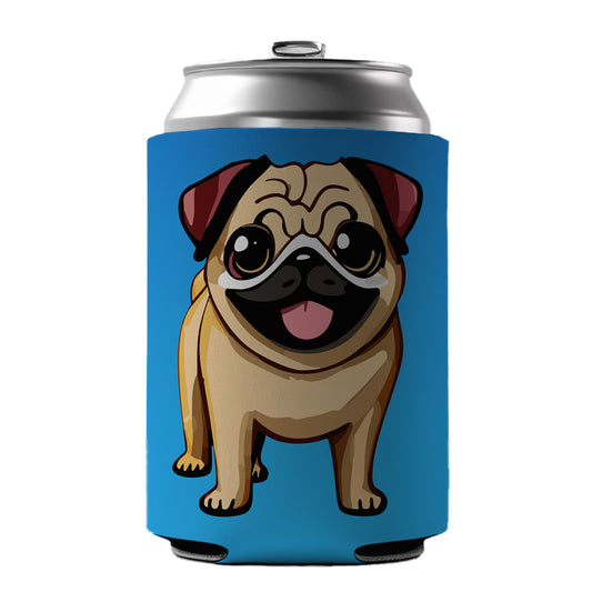 Pug Smiling Standing Can Cooler Beer Soda Drink Insulated Holder Sleeve Hugger