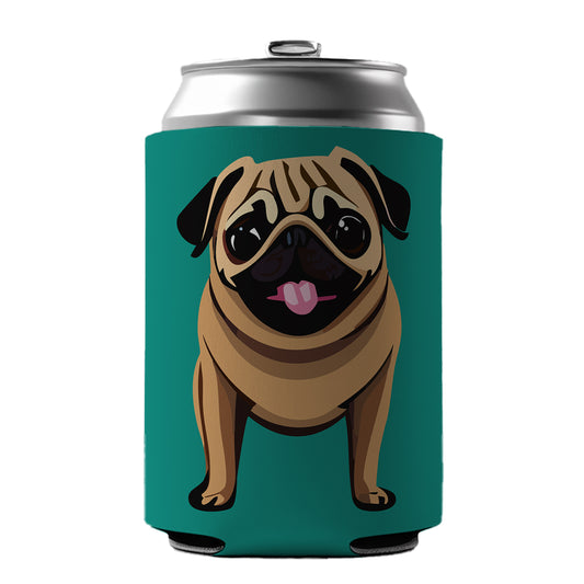 Pug Sticking Out Tongue Dog Can Cooler Beer Soda Drink Insulated Holder Sleeve Hugger