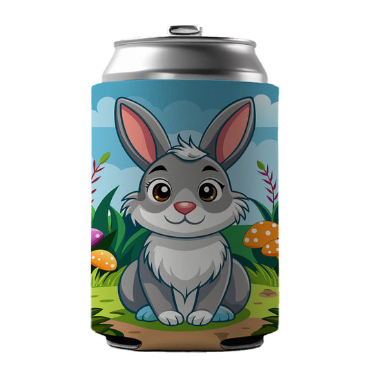 Rabbit Bunny Cute with Toadstools Mushrooms Can Cooler Beer Soda Drink Insulated Holder Sleeve Hugger