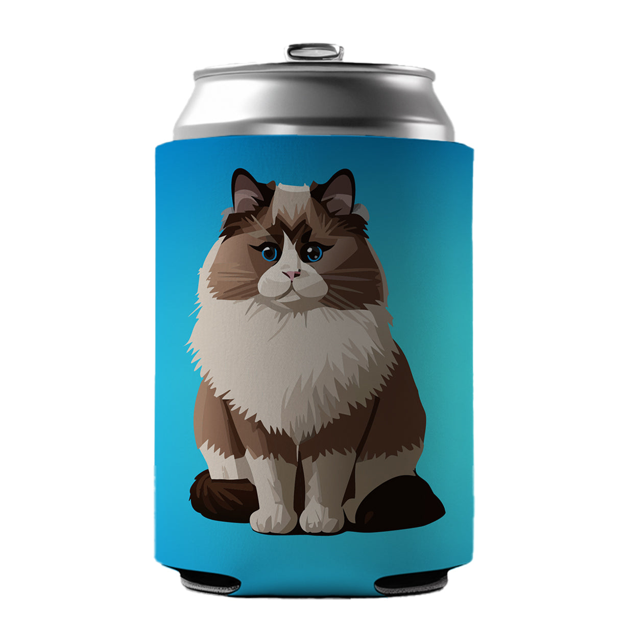 Ragdoll Cat Sitting Can Cooler Beer Soda Drink Insulated Holder Sleeve Hugger