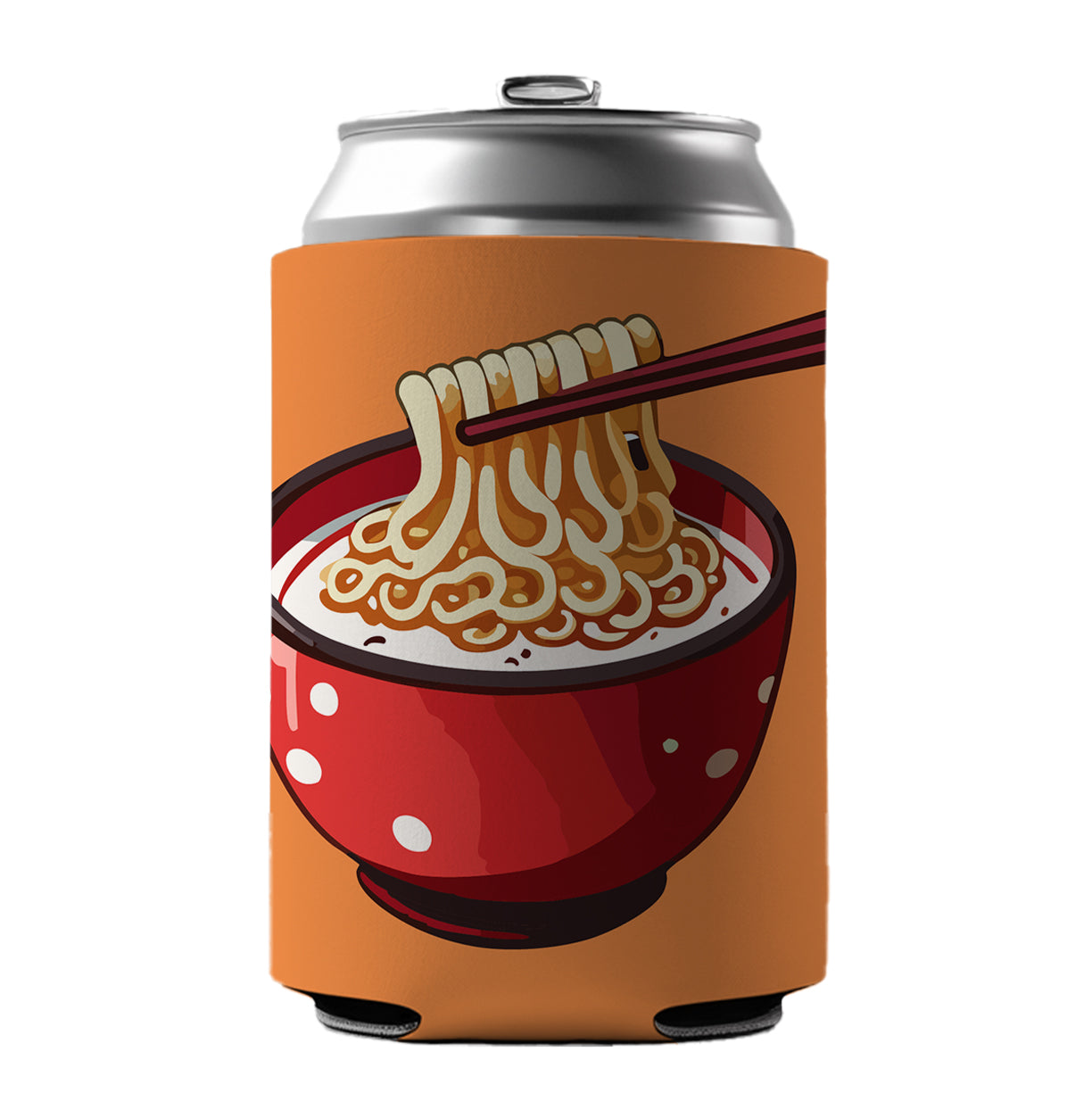 Ramen Red Bowl Chopsticks Food Can Cooler Beer Soda Drink Insulated Holder Sleeve Hugger