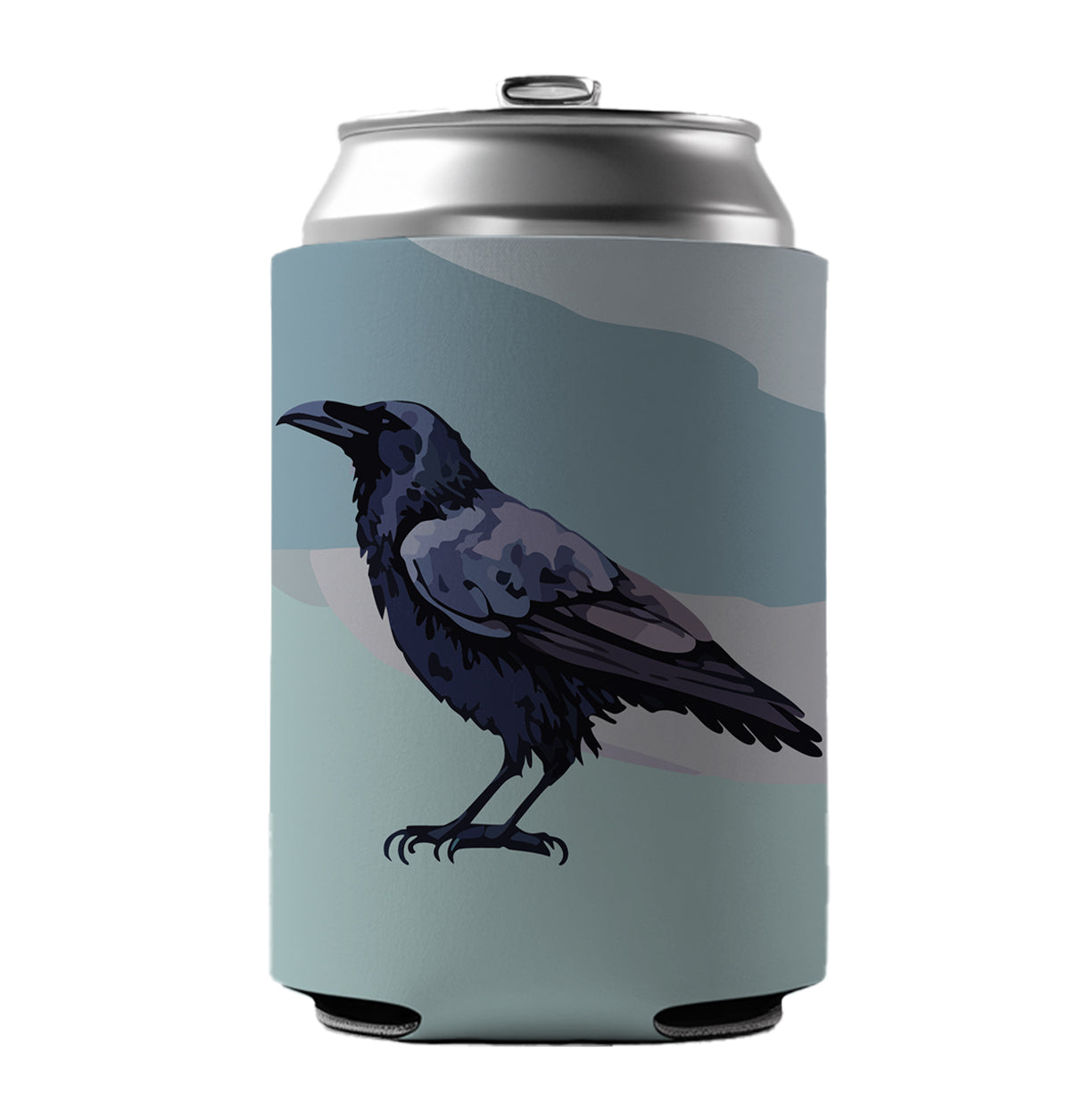 Raven Profile Bird Watercolor Can Cooler Beer Soda Drink Insulated Holder Sleeve Hugger