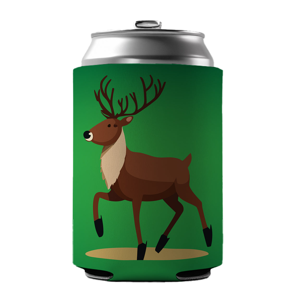 Reindeer Prancing Christmas Can Cooler Beer Soda Drink Insulated Holder Sleeve Hugger