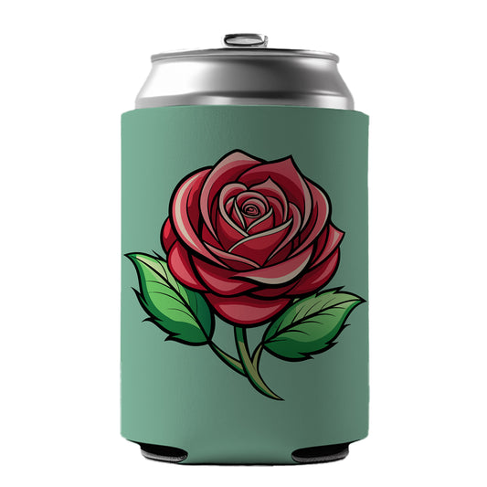 Rose Flower Bud Red Can Cooler Beer Soda Drink Insulated Holder Sleeve Hugger