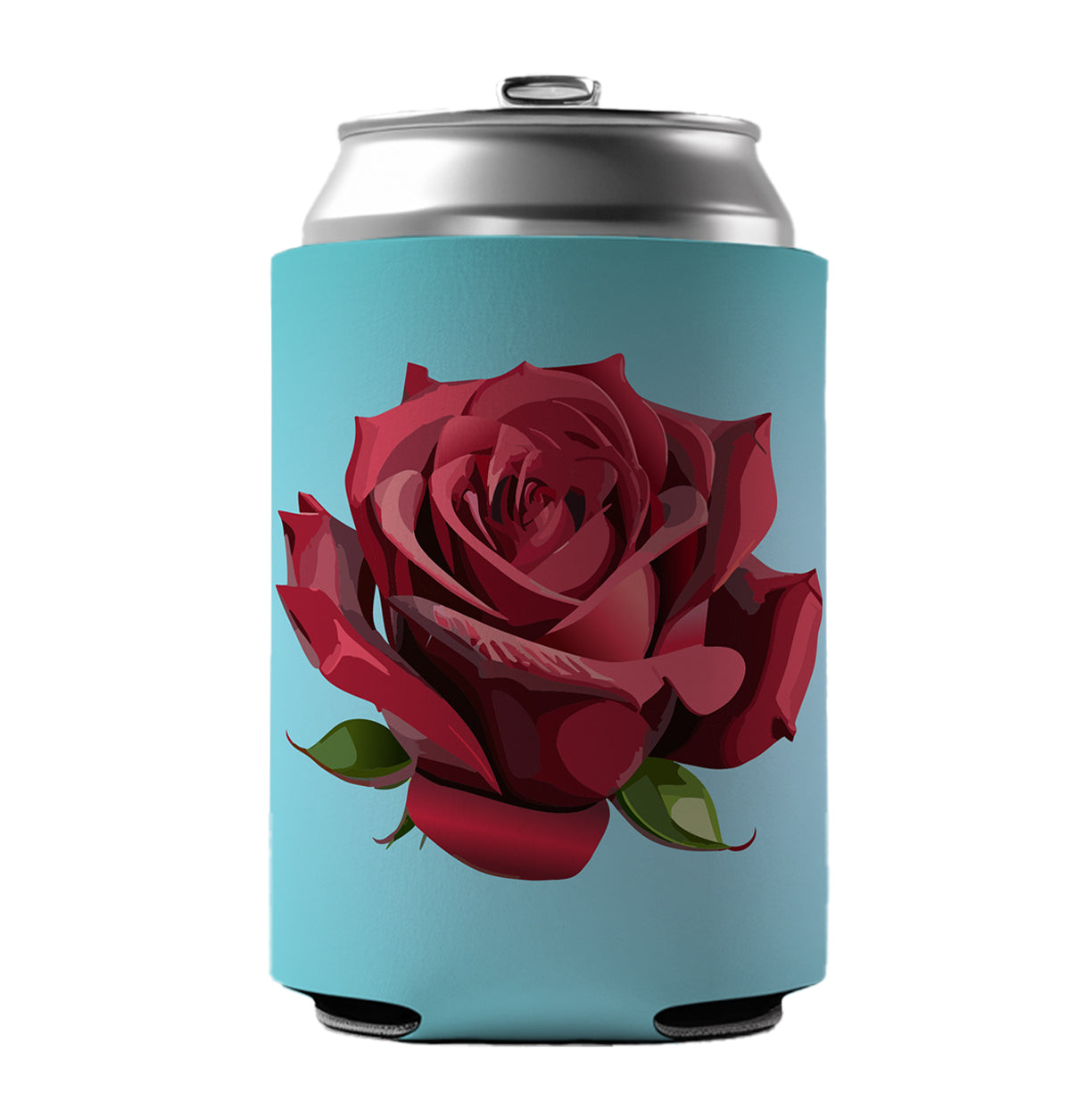 Rose Red Flower Can Cooler Beer Soda Drink Insulated Holder Sleeve Hugger