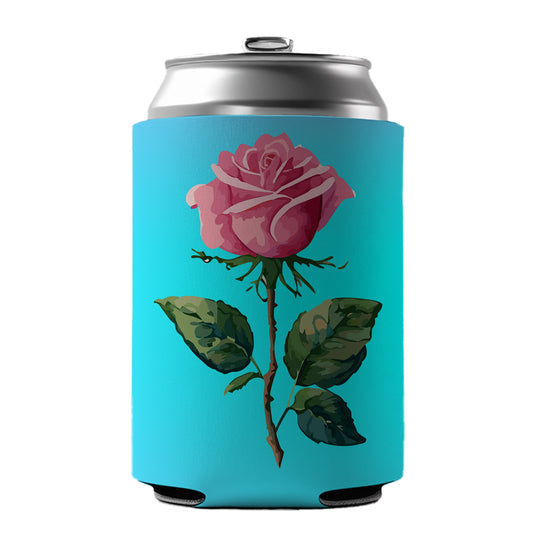 Rose Roses Pink Flower Watercolor Can Cooler Beer Soda Drink Insulated Holder Sleeve Hugger