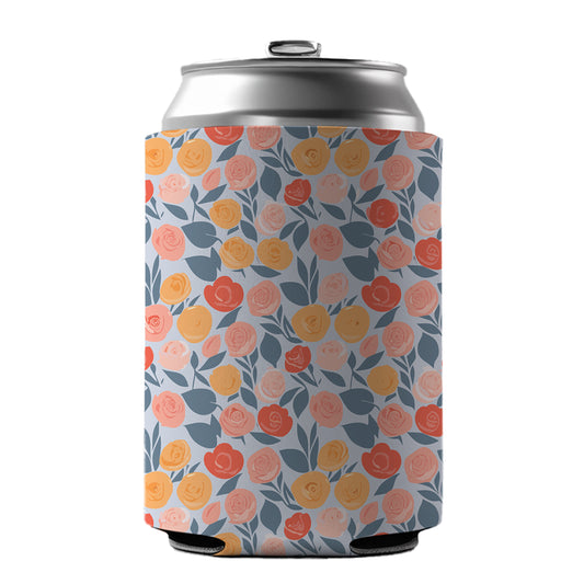 Roses Floral Flowers Muted Pattern Can Cooler Beer Soda Drink Insulated Holder Sleeve Hugger