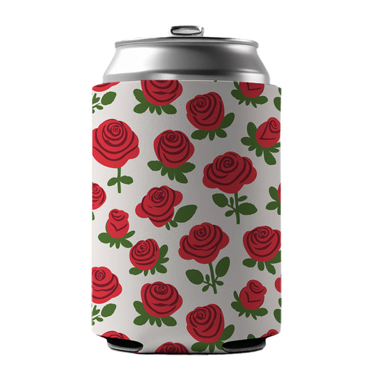 Roses Flowers Red Cute Pattern Can Cooler Beer Soda Drink Insulated Holder Sleeve Hugger