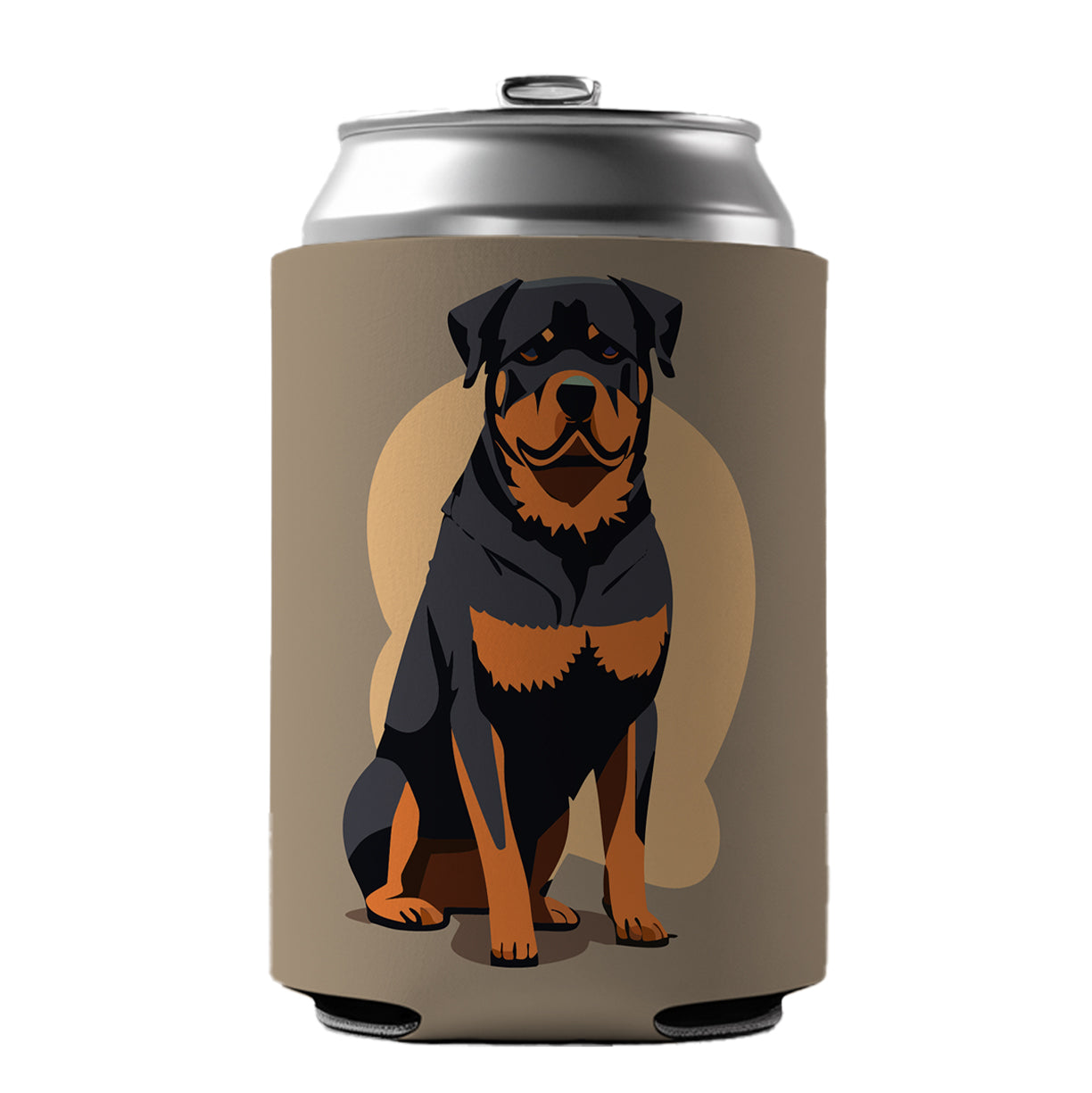 Rottweiler Dog Sitting Can Cooler Beer Soda Drink Insulated Holder Sleeve Hugger