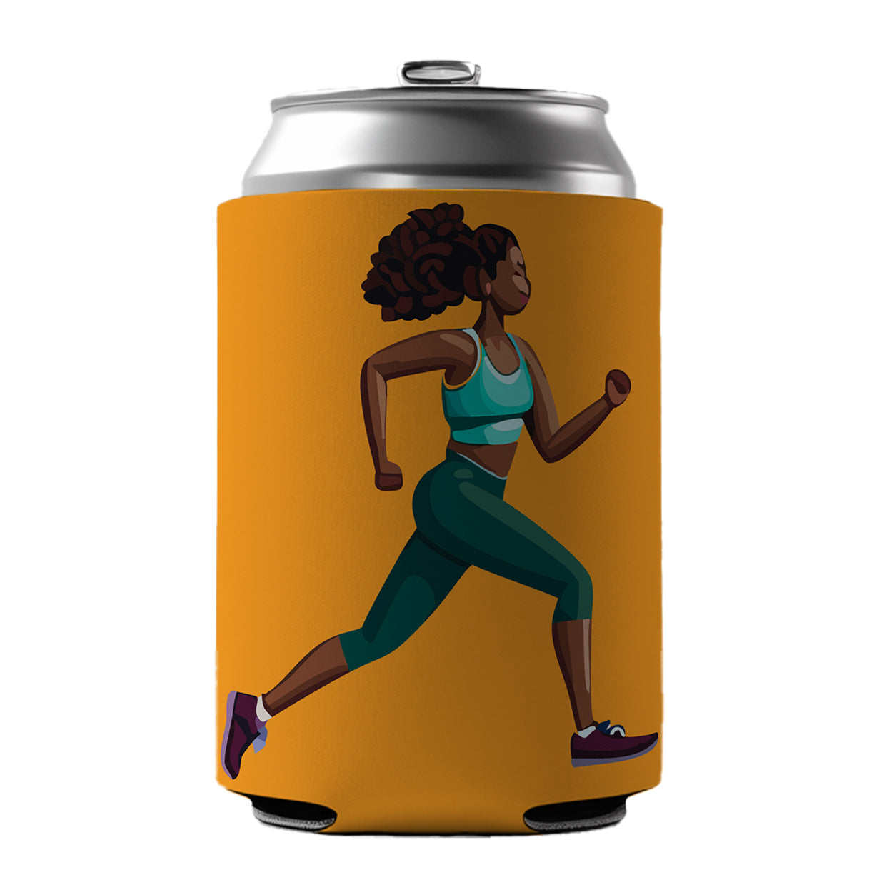 Running Jogging Woman Exercise Can Cooler Beer Soda Drink Insulated Holder Sleeve Hugger