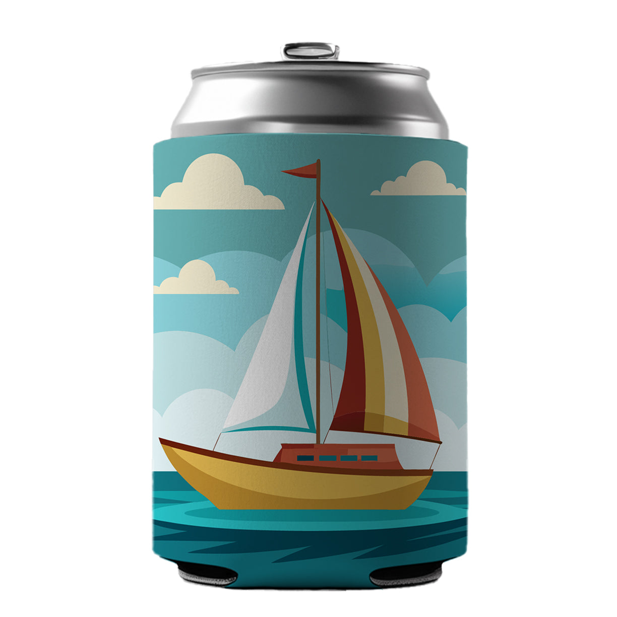 Sailboat Sailing Cute Can Cooler Beer Soda Drink Insulated Holder Sleeve Hugger