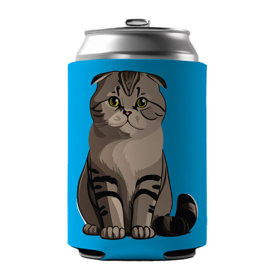 Scottish Fold Cat Sitting Can Cooler Beer Soda Drink Insulated Holder Sleeve Hugger